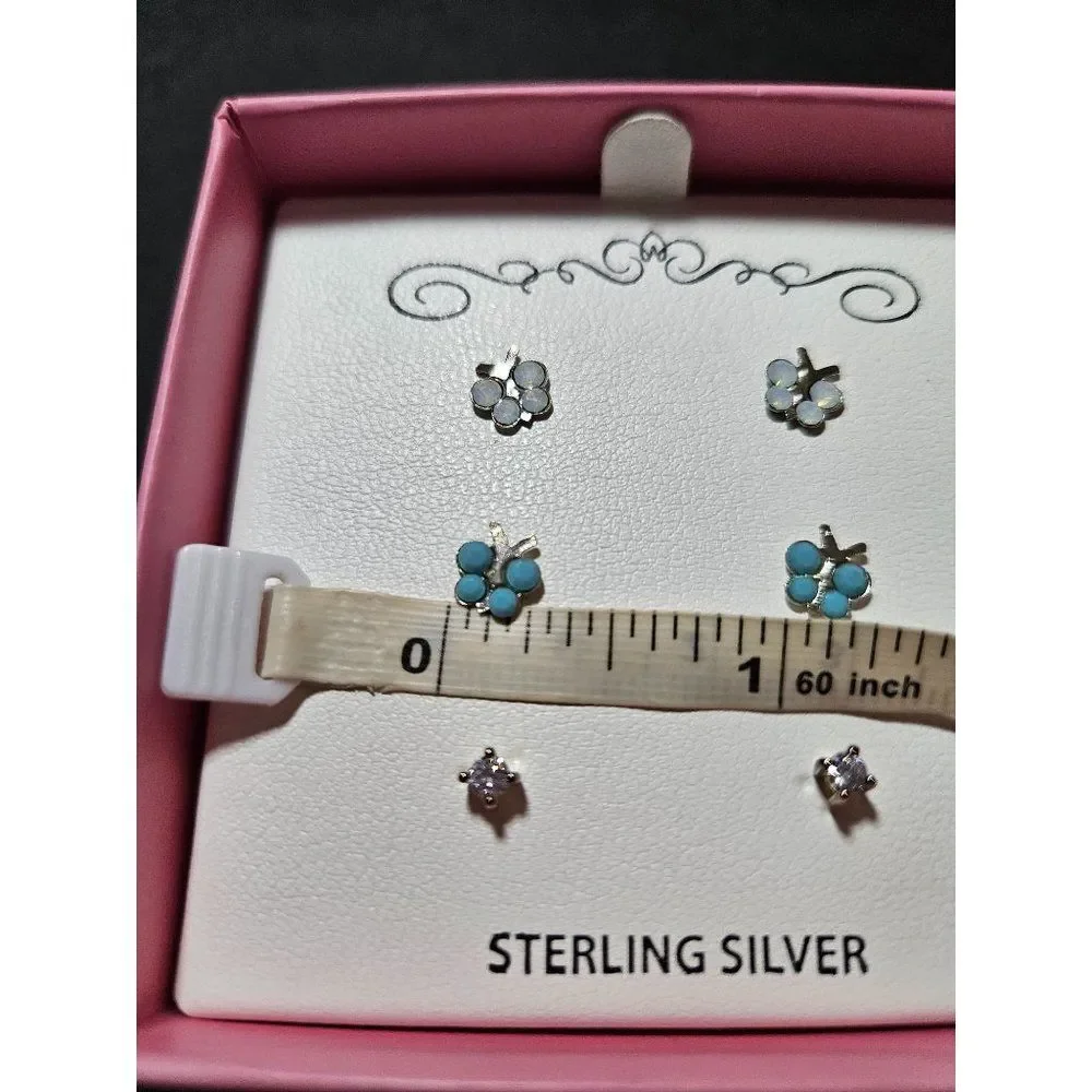 Sterling silver butterfly earring set